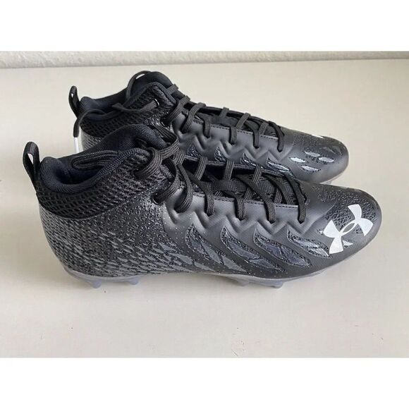 Men's Sz 10 Under Armour Spotlight UA Football Cleats Black 3023963-001 NEW - Picture 5 of 8